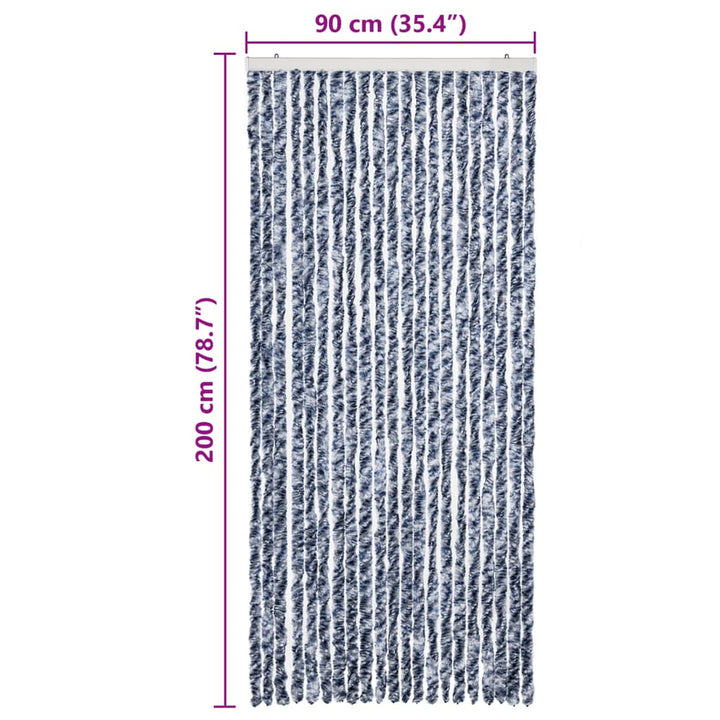 insektgardin 90x200 cm chenille blå og hvid
