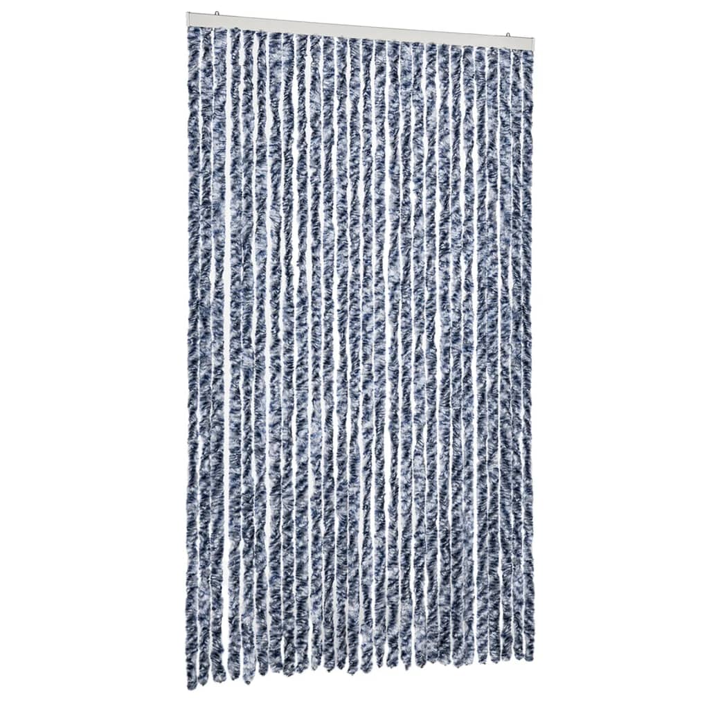 insektgardin 118x200 cm chenille blå og hvid