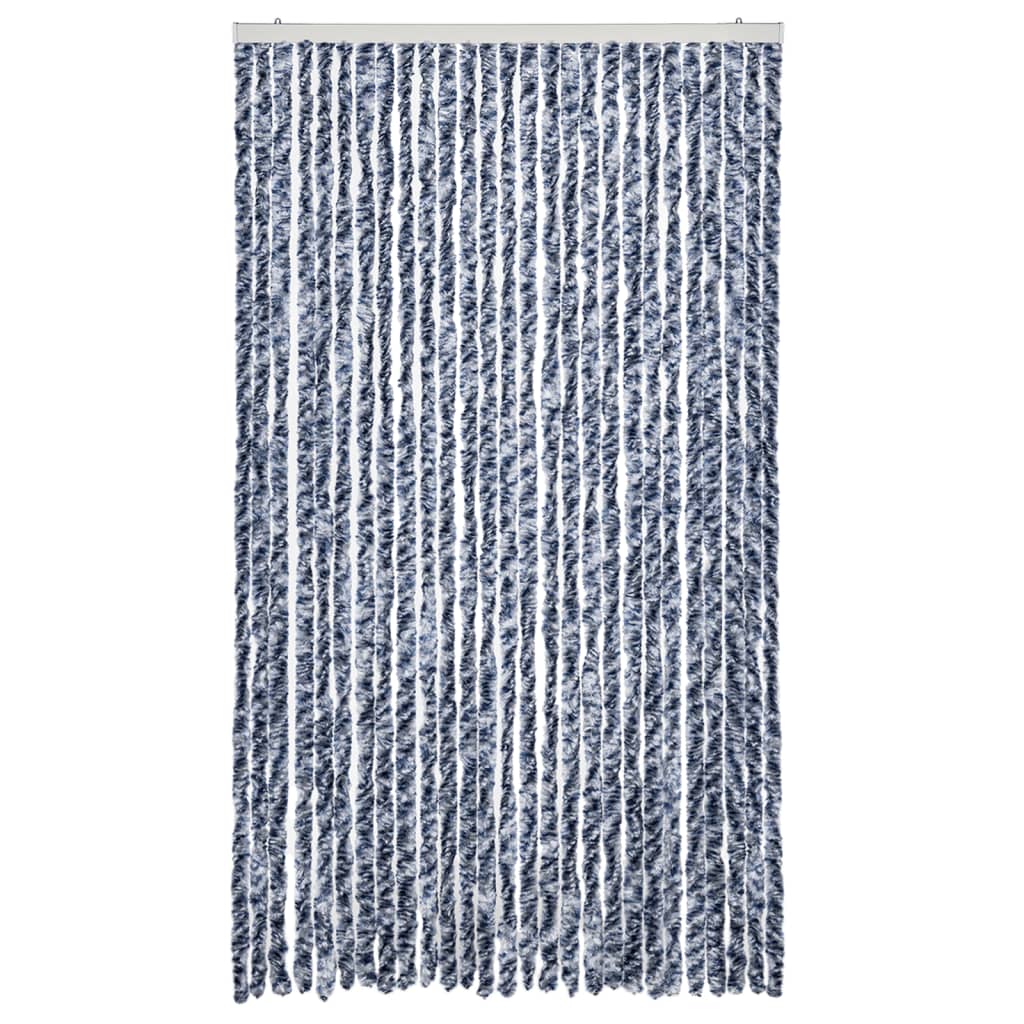 insektgardin 118x200 cm chenille blå og hvid