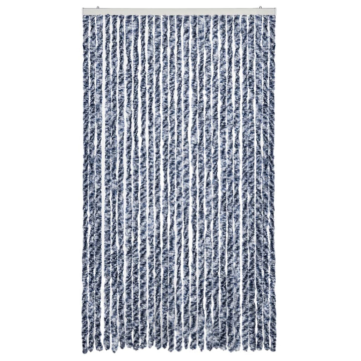 insektgardin 118x200 cm chenille blå og hvid