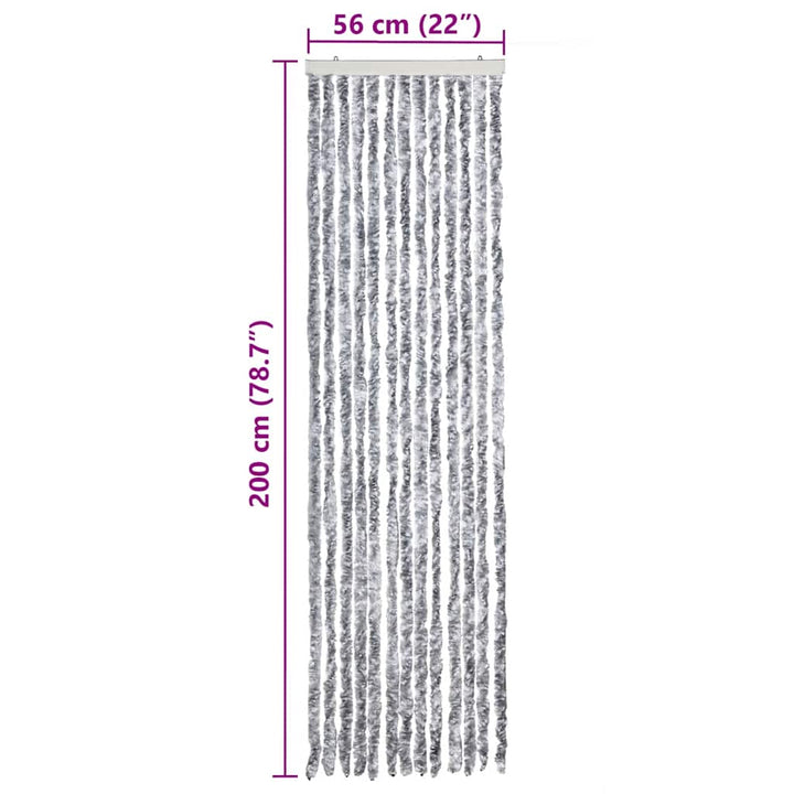insektgardin 56x200 cm chenille grå og hvid