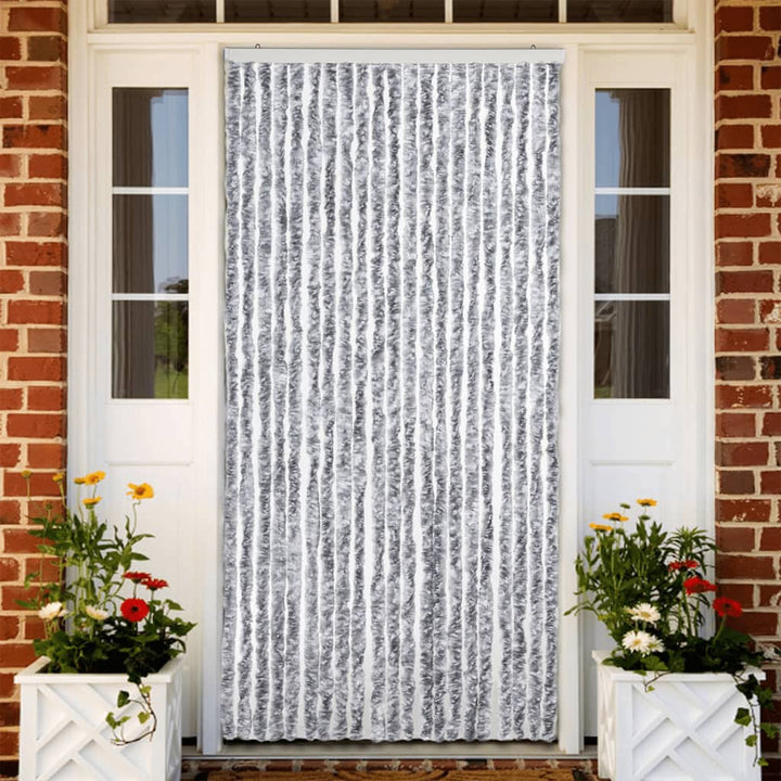 insektgardin 90x200 cm chenille grå og hvid