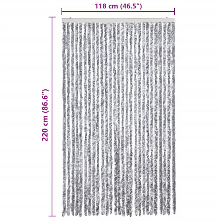 insektgardin 118x200 cm chenille hvid og grå