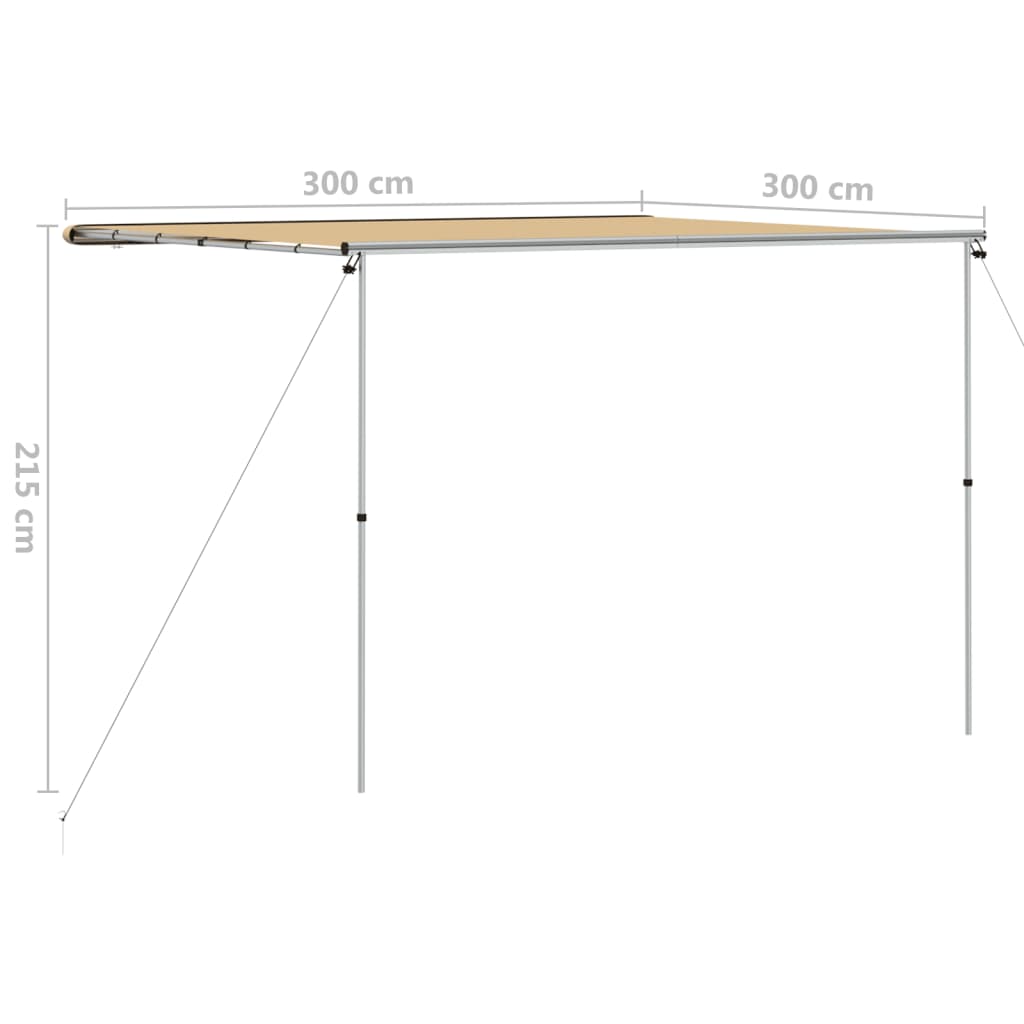 solsejl til campingvogn 3x3x2,15 m beige