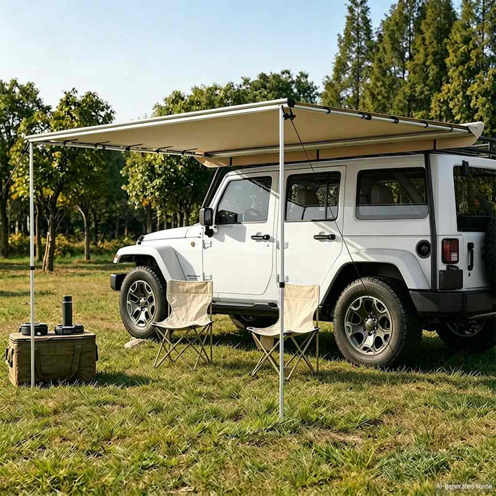 solsejl til campingvogn 4x2x2,15 m beige