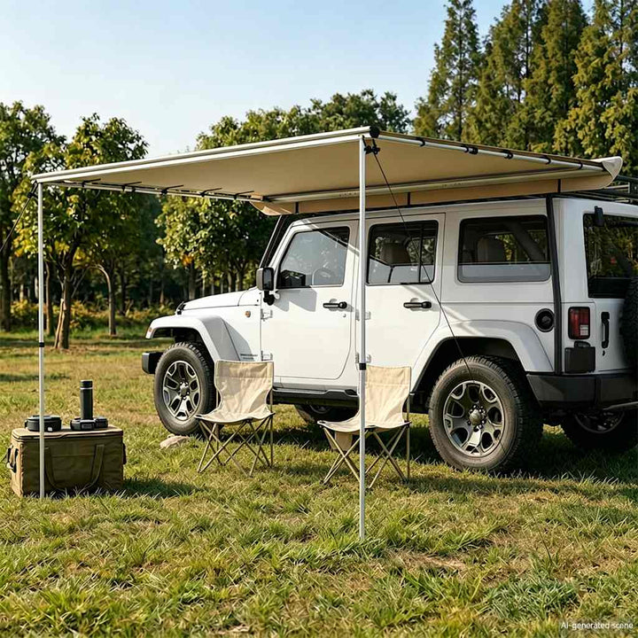 solsejl til campingvogn 4x3x2,15 m beige