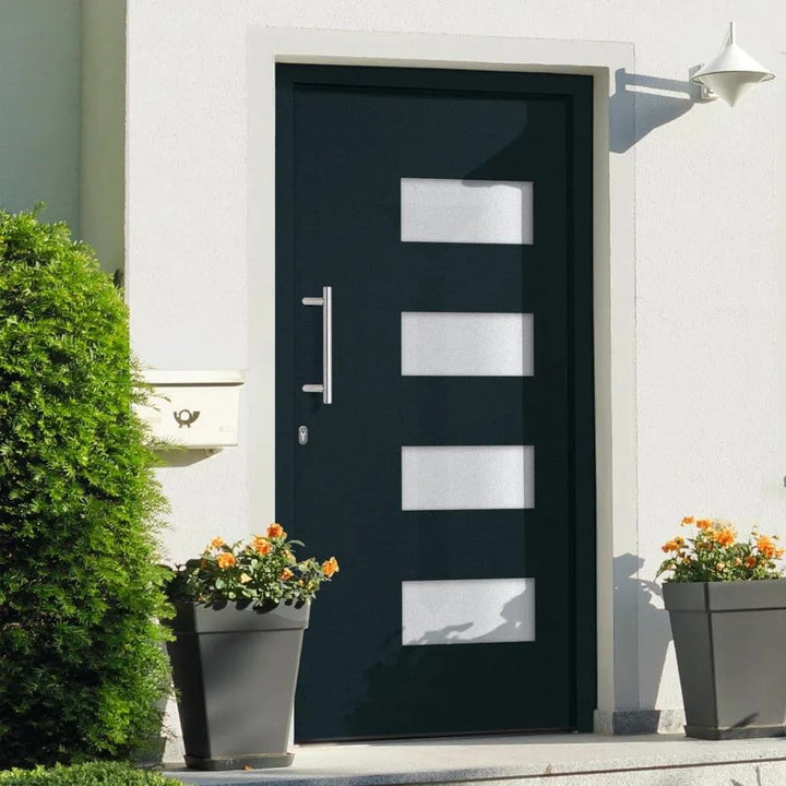hoveddør 100x210 cm aluminium og PVC antracitgrå
