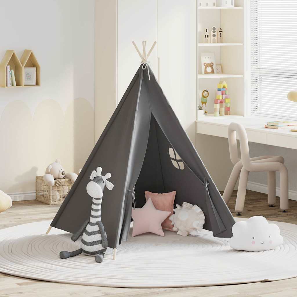 tipi til børn 120x120x150 cm med bærepose polyester grå