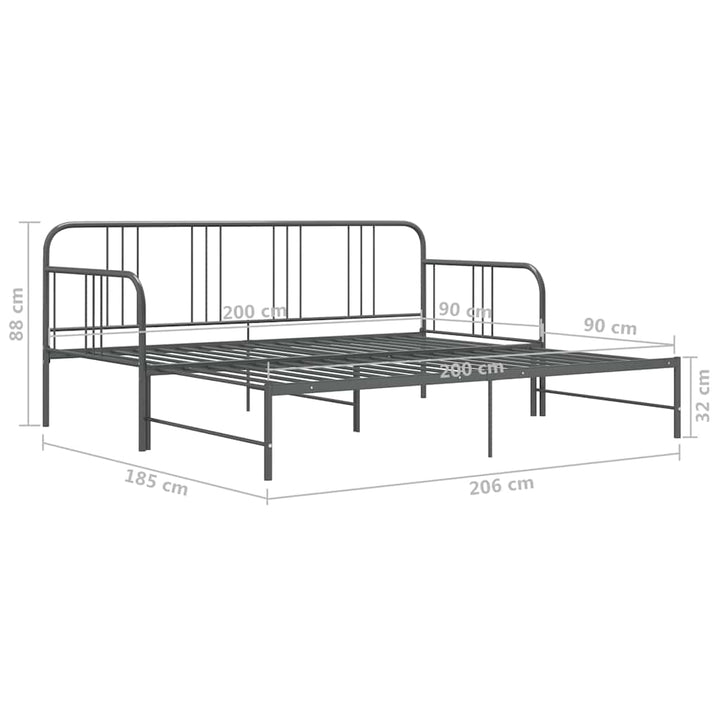 sengestel til udtræksseng 90x200 cm metal grå