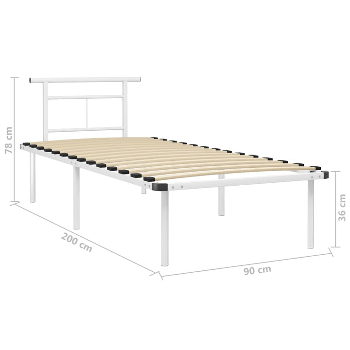 sengestel 90x200 cm metal hvid