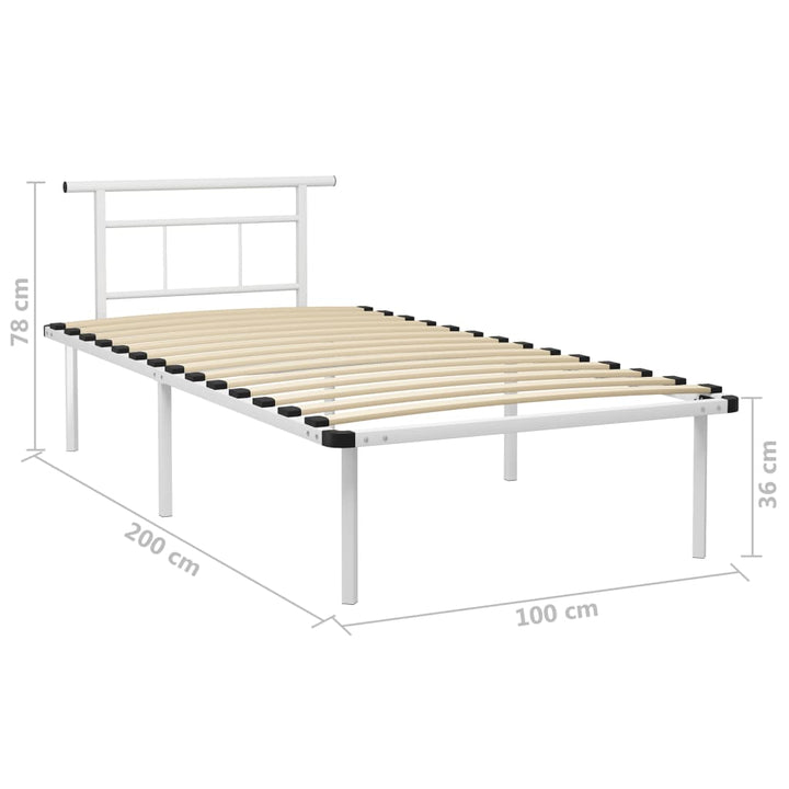 sengestel 100x200 cm metal hvid