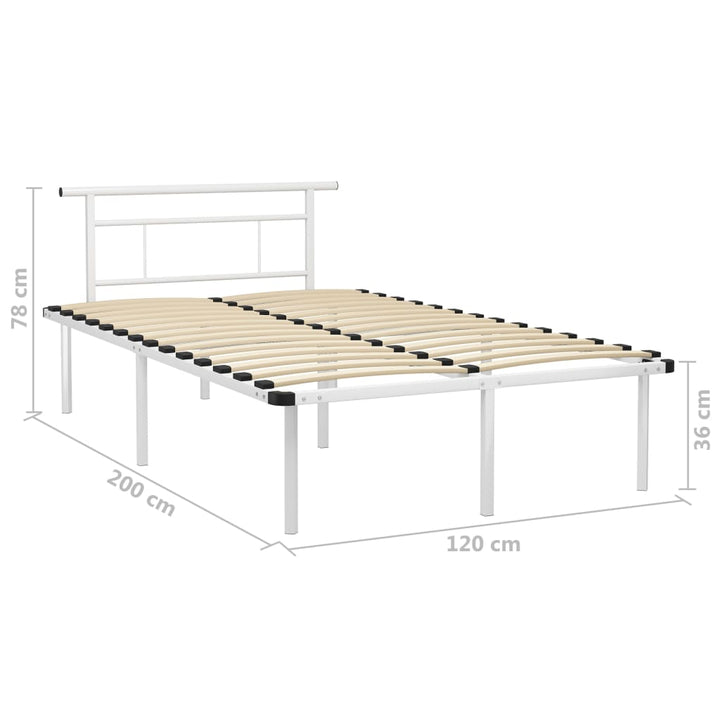 sengestel 120x200 cm metal hvid