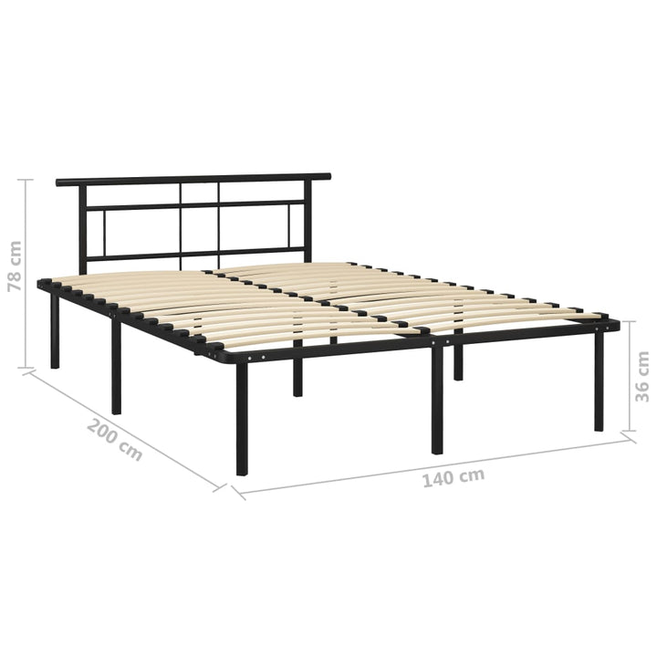 sengestel 140x200 cm metal sort