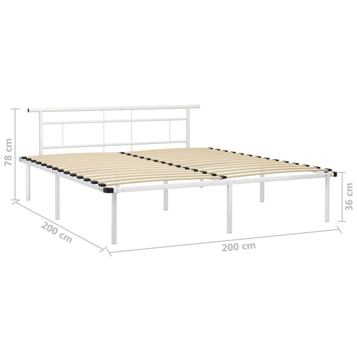 sengestel 200x200 cm metal hvid