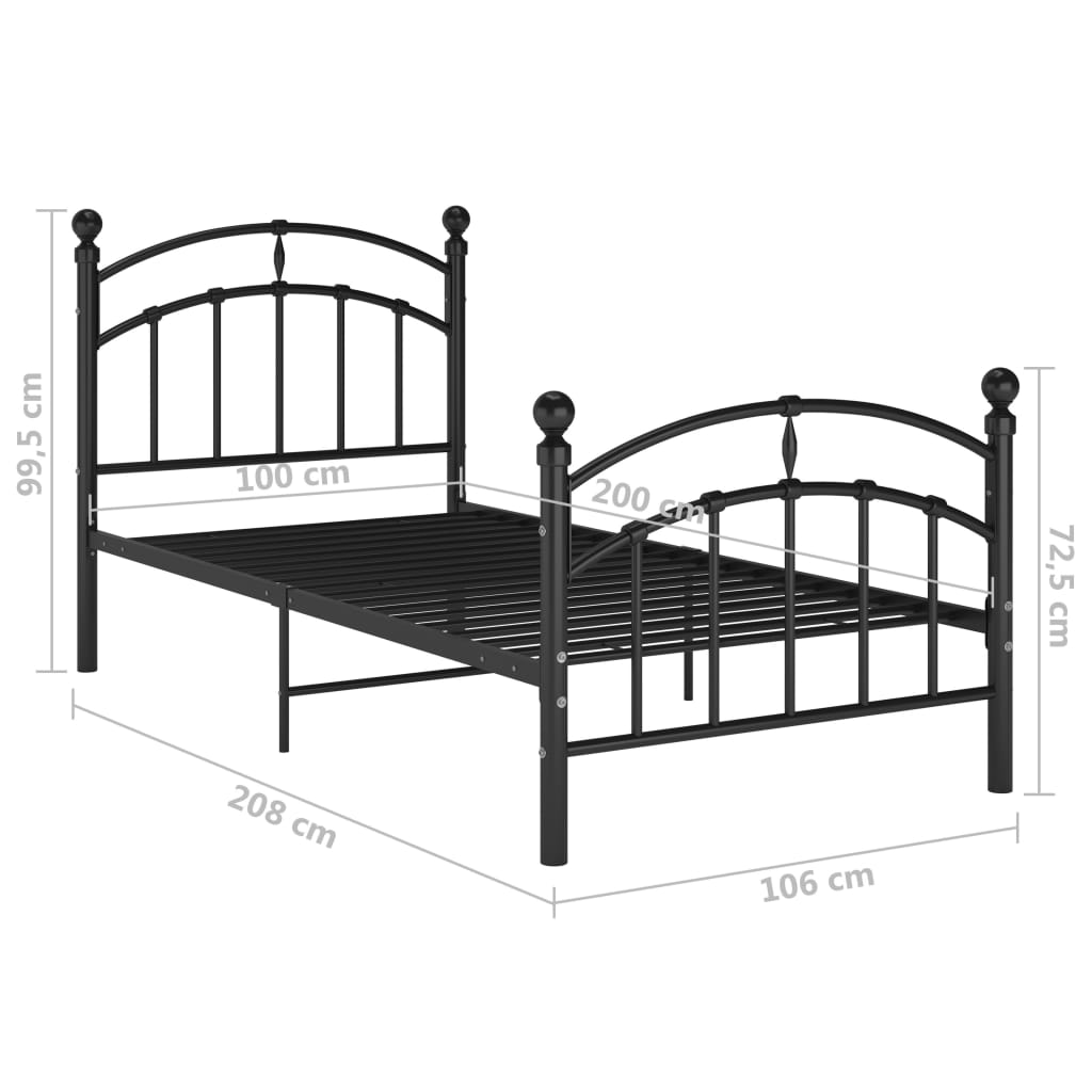 sengestel 100x200 cm metal sort