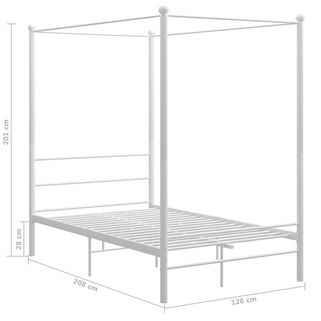 sengestel til himmelseng 120x200 cm metal hvid
