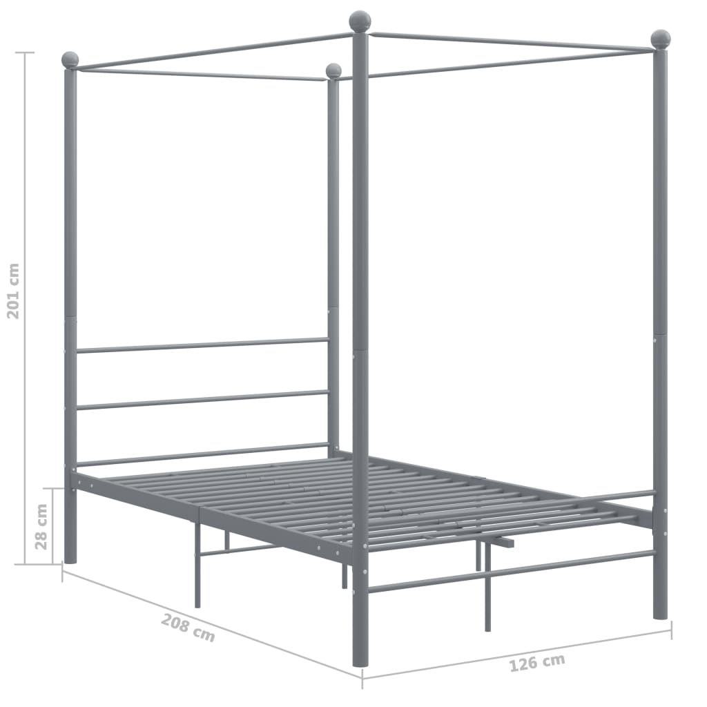sengestel til himmelseng 120x200 cm metal grå