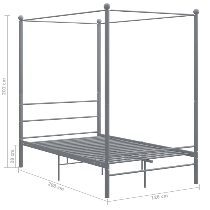 sengestel til himmelseng 120x200 cm metal grå