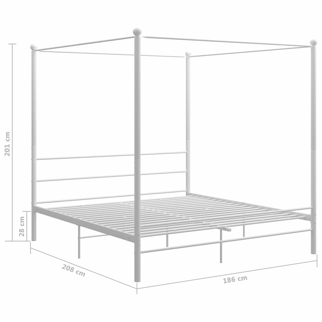sengestel til himmelseng 180x200 cm metal hvid