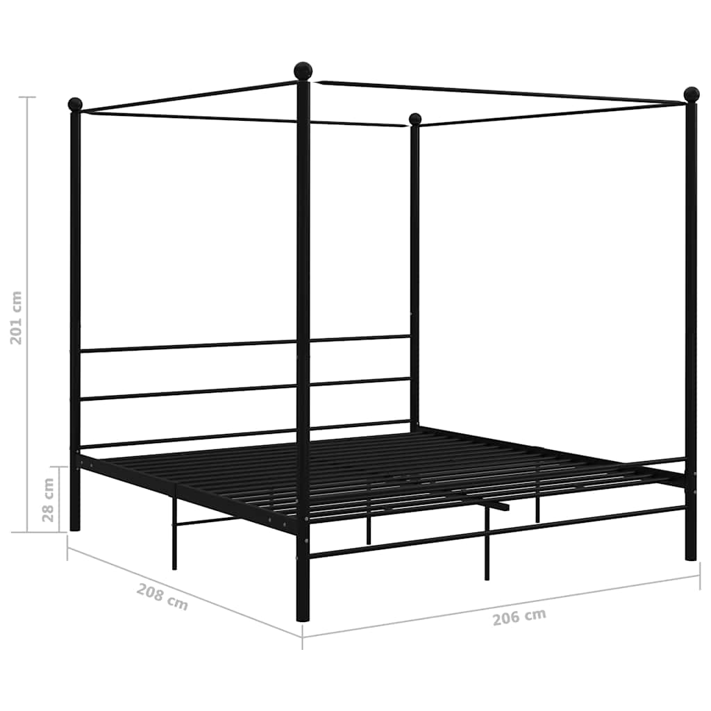 sengestel til himmelseng 200x200 cm metal sort
