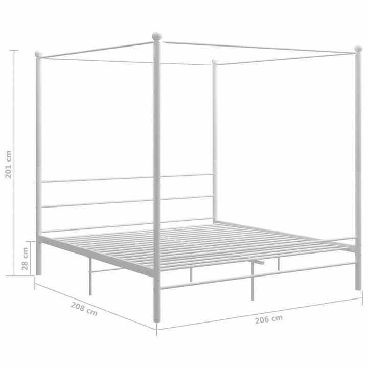 sengestel til himmelseng 200x200 cm metal hvid