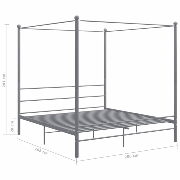 sengestel til himmelseng 200x200 cm metal grå