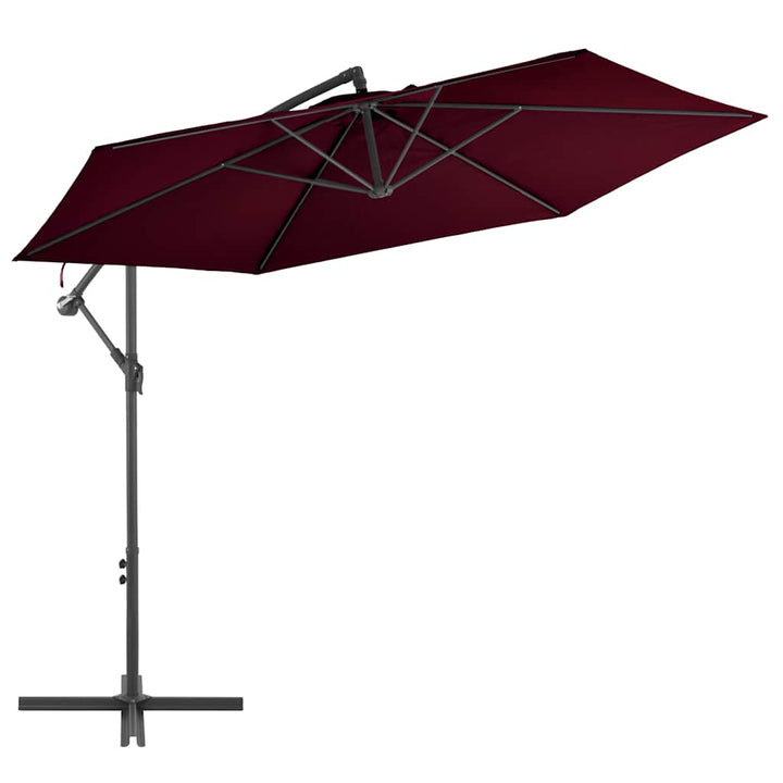 hængeparasol 300 cm aluminiumsstang bordeauxrød