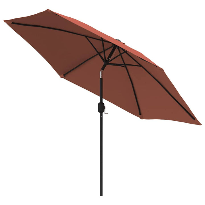 parasol m. LED-lys + stålstang 300 cm terrakotta