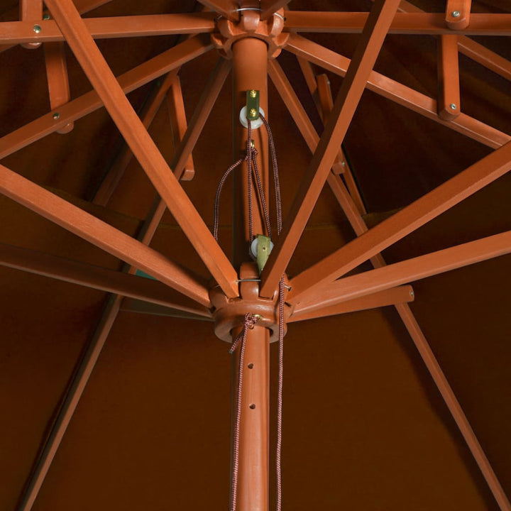 parasol m. træstang 270 cm 2 niveauer terrakotta