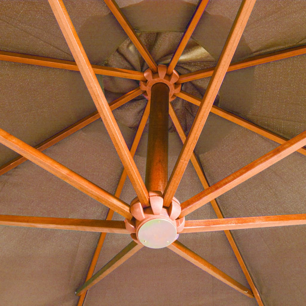 hængeparasol med stang 3,5x2,9 m massivt grantræ gråbrun