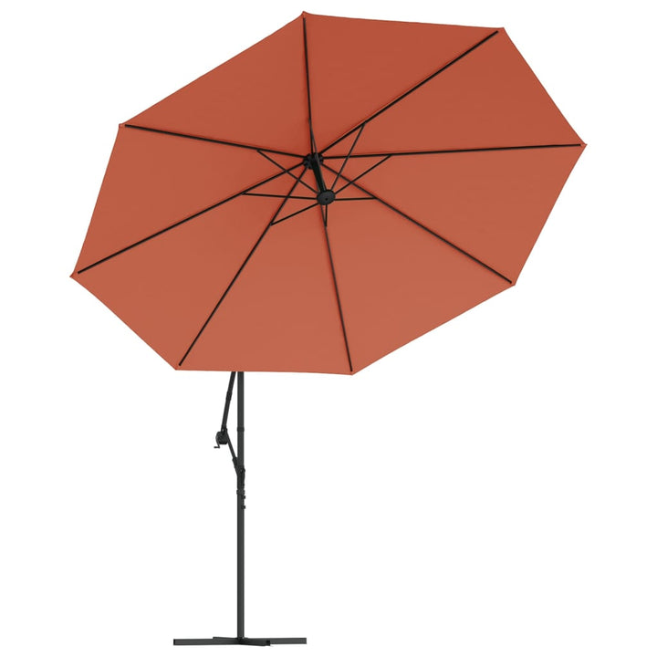 hængeparasol m. LED-lys 350 cm terrakotta