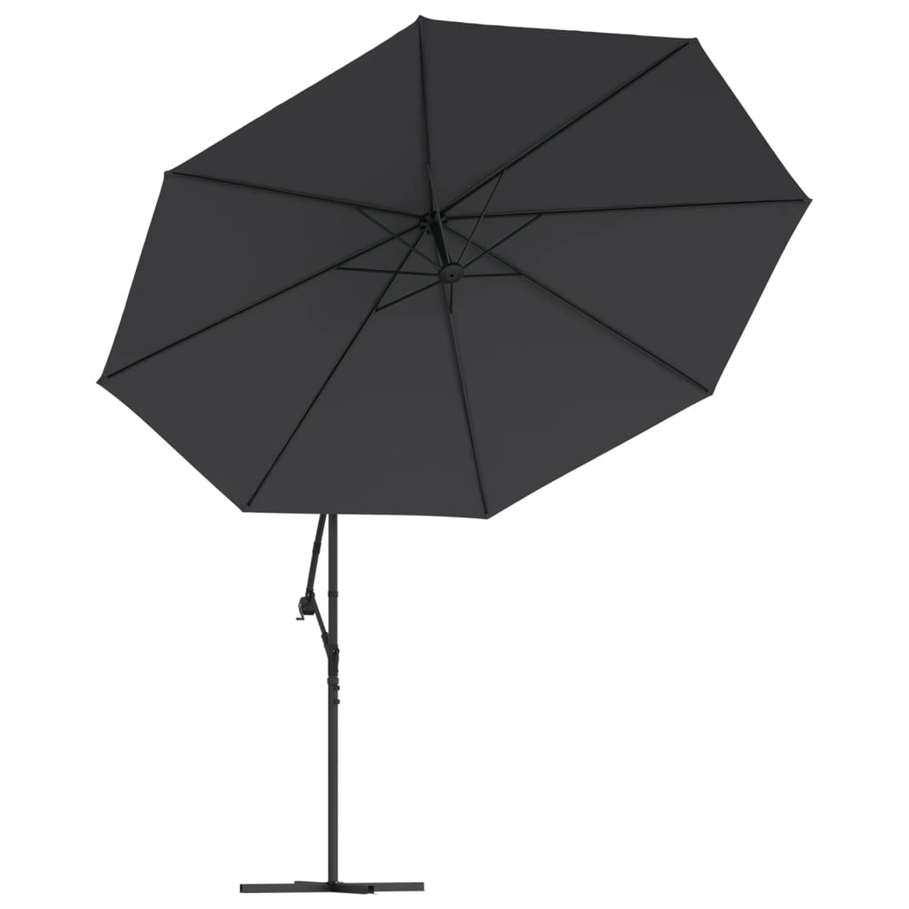 hængeparasol m. LED-lys 350 cm sort
