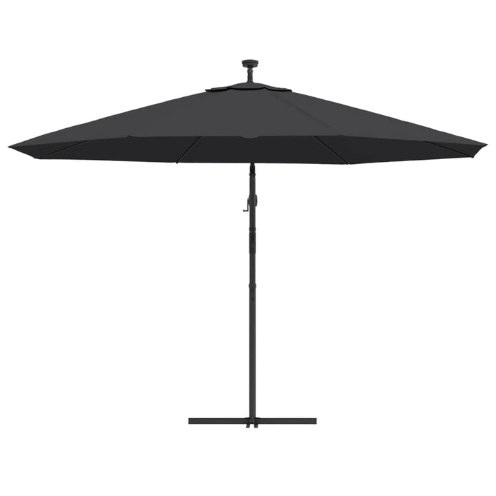 hængeparasol m. LED-lys 350 cm sort
