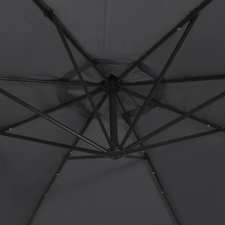 hængeparasol m. LED-lys 350 cm sort
