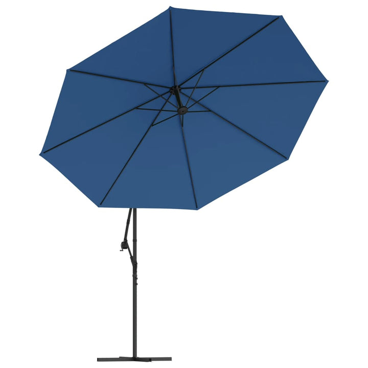 hængeparasol m. LED-lys 350 cm azurblå