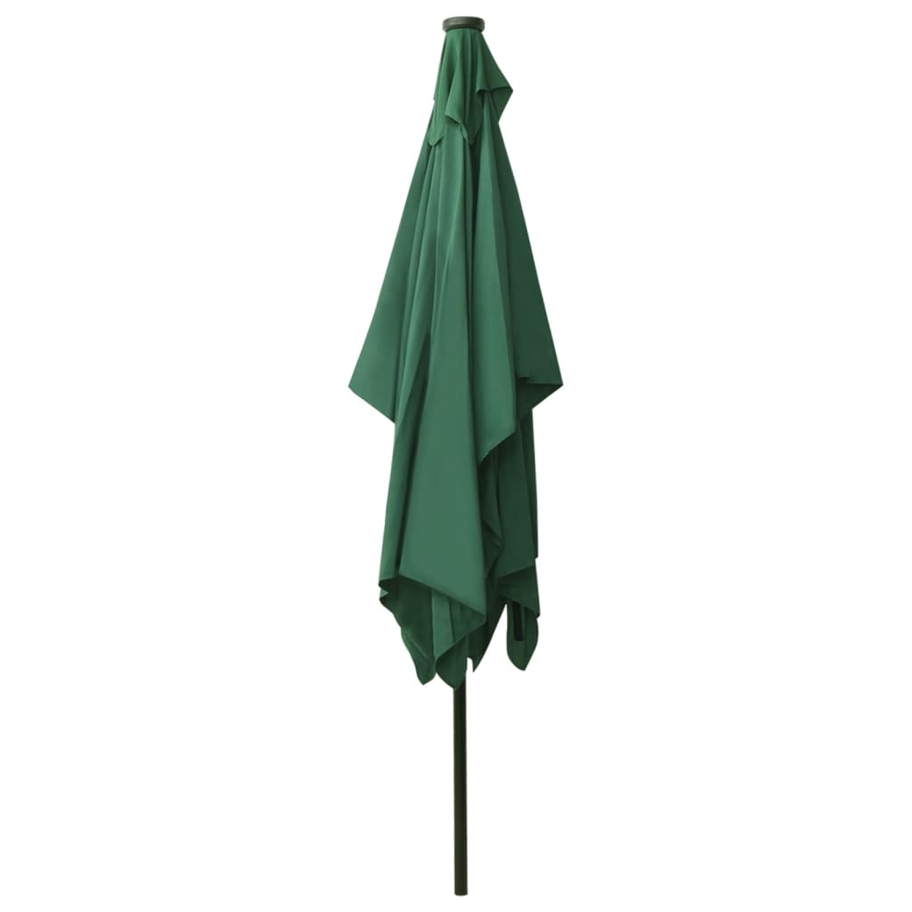 parasol med LED-lys og stålstang 2x3 m grøn