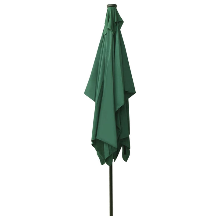 parasol med LED-lys og stålstang 2x3 m grøn