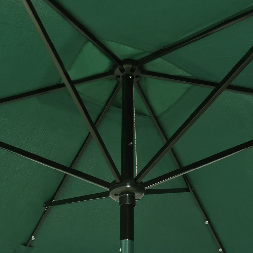 parasol med LED-lys og stålstang 2x3 m grøn