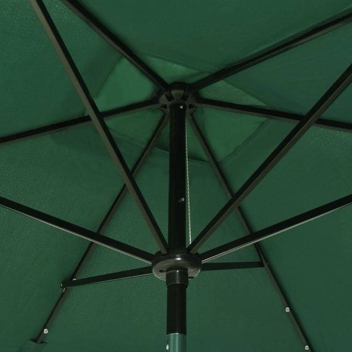 parasol med LED-lys og stålstang 2x3 m grøn