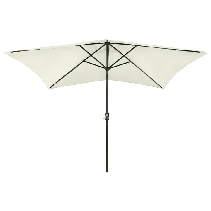 parasol med LED-lys og stålstang 2x3 m sandfarvet