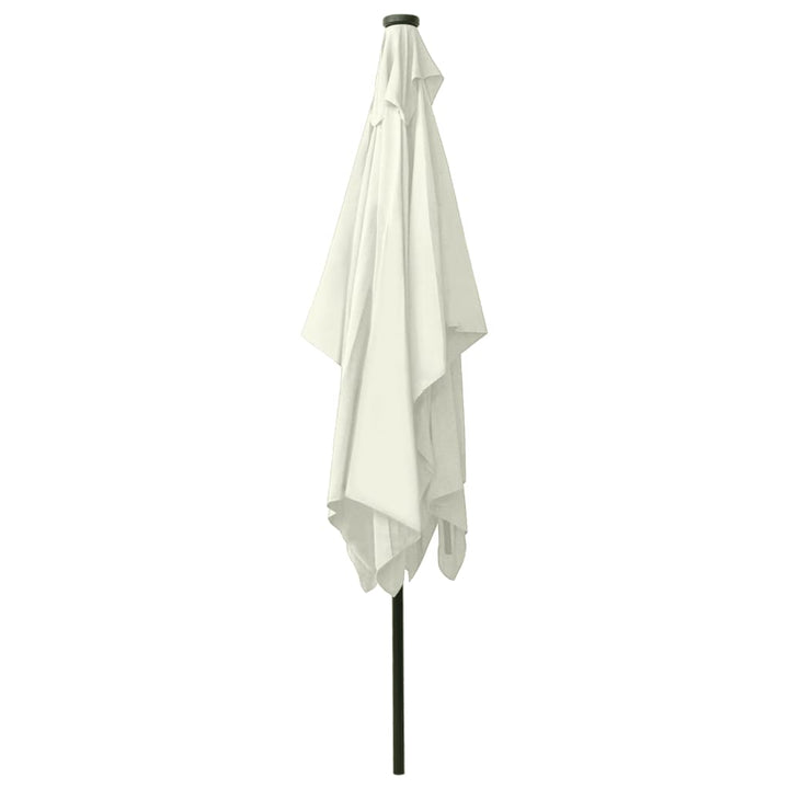 parasol med LED-lys og stålstang 2x3 m sandfarvet