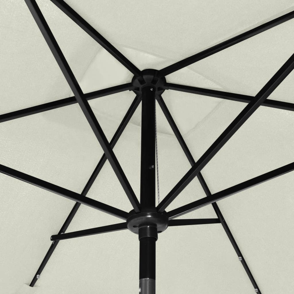 parasol med LED-lys og stålstang 2x3 m sandfarvet