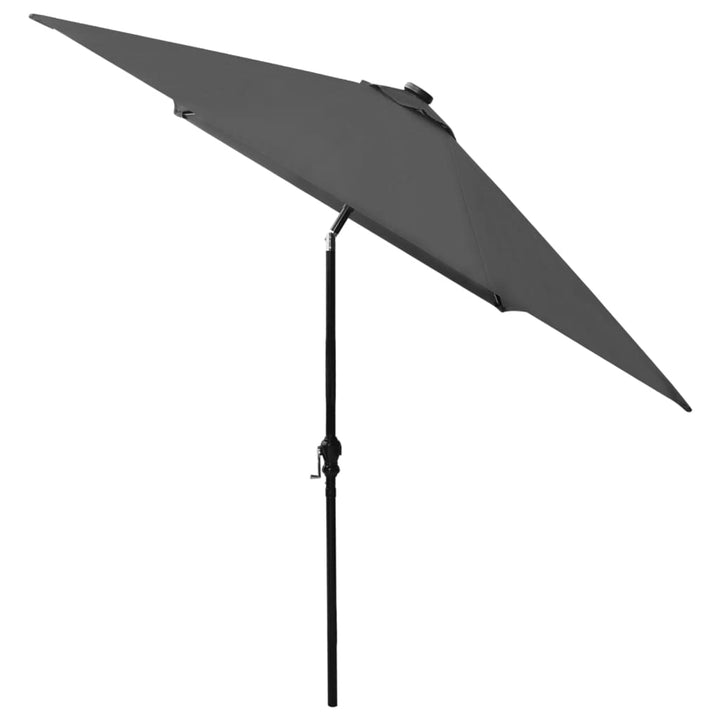 parasol med LED-lys og stålstang 2x3 m antracitgrå