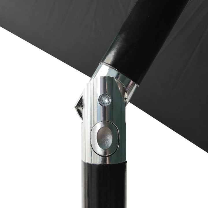 parasol med LED-lys og stålstang 2x3 m antracitgrå