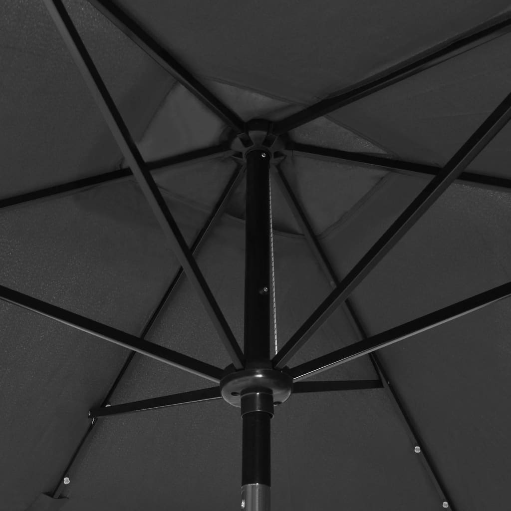 parasol med LED-lys og stålstang 2x3 m antracitgrå