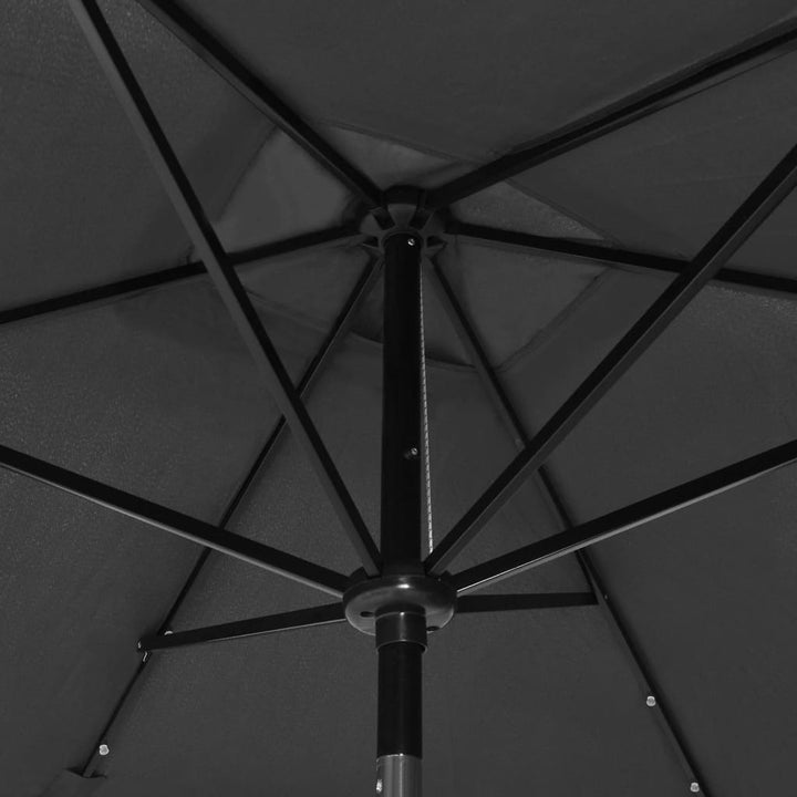 parasol med LED-lys og stålstang 2x3 m antracitgrå