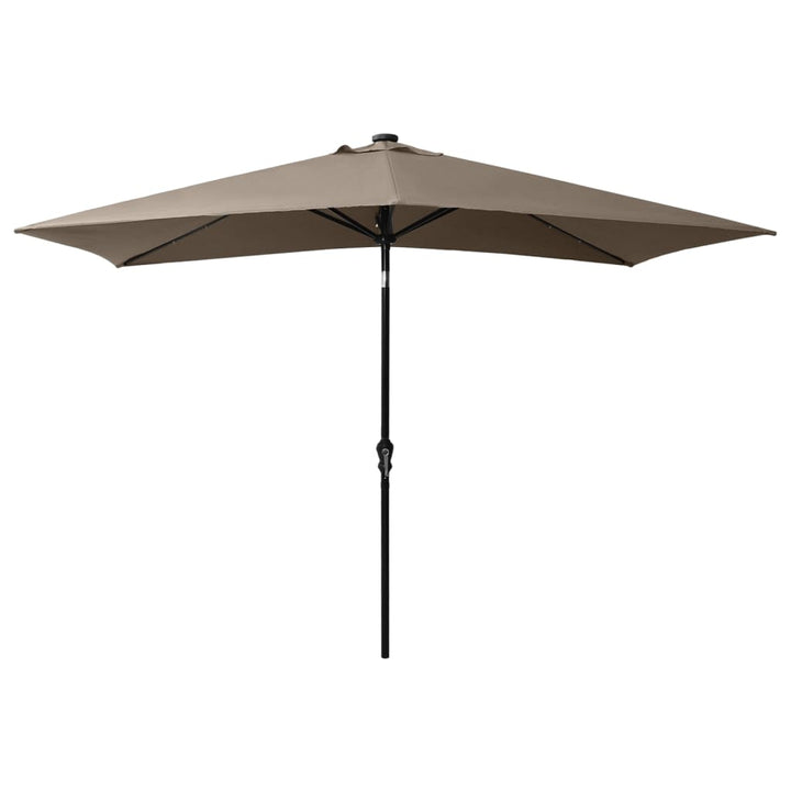 parasol med LED-lys og stålstang 2x3 m gråbrun