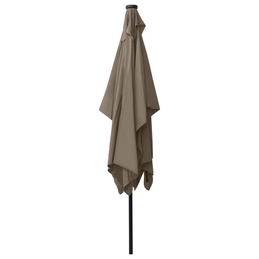 parasol med LED-lys og stålstang 2x3 m gråbrun