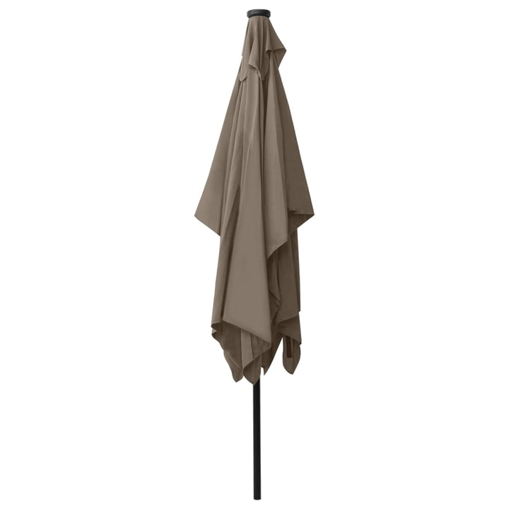 parasol med LED-lys og stålstang 2x3 m gråbrun