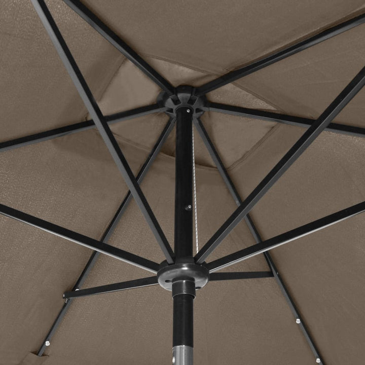 parasol med LED-lys og stålstang 2x3 m gråbrun